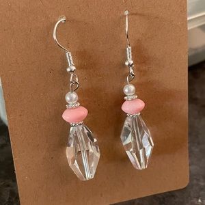 Crystal and glass handmade earrings with hypoallergenic stainless steel hooks.